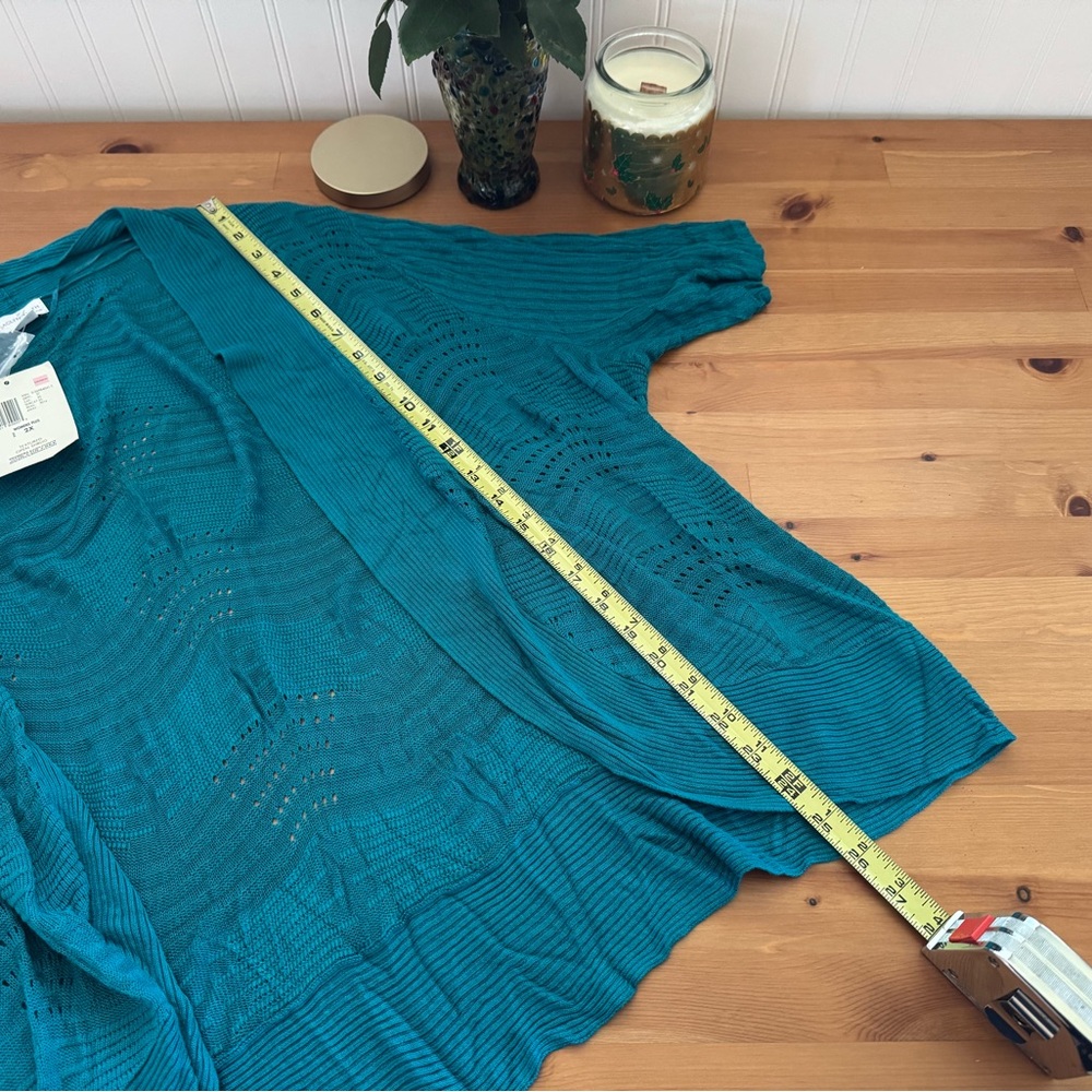 Jaclyn Smith Teal Textured Open Shrug Size 2X New With Tags - Picture 6 of 8